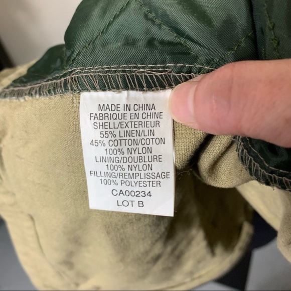 Vintage Hudson Bay Vest linen blend Quilted Tan Green Sz S/M Fishing Hiking - Picture 14 of 14